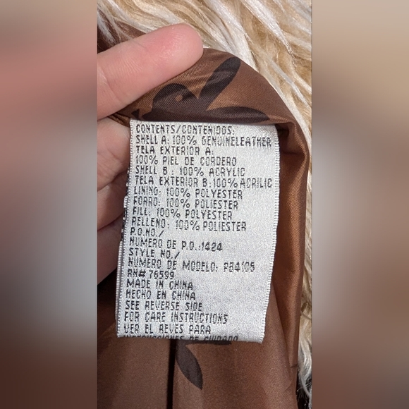 Women’s Patchwork Suede Coat with Faux Fur Trim - Taupe & Brown - Picture 11 of 11